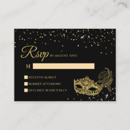 Tarjeta De Recepción PRESUPUESTO Negro y Purpurina de oro Mascarada Rsv