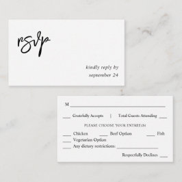 Tarjeta De Recepción Presupuesto Presupuesto Comida Calligrafía Blanca 