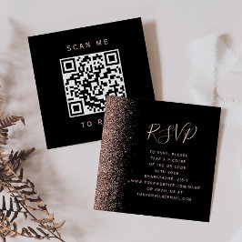 Tarjeta De Recepción Presupuesto Rosa de Oro Negro Boda Código QR RSVP
