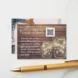 Tarjeta De Recepción PRESUPUESTO Rústico Mason Jar Lights Wood BODA
