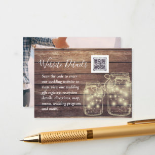 Tarjeta De Recepción PRESUPUESTO Rústico Mason Jar Lights Wood BODA