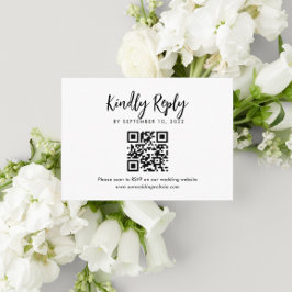 Tarjeta De Recepción Presupuestos Script Monograma Boda QR Código Rsvp