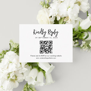Tarjeta De Recepción Presupuestos Script Monograma Boda QR Código Rsvp