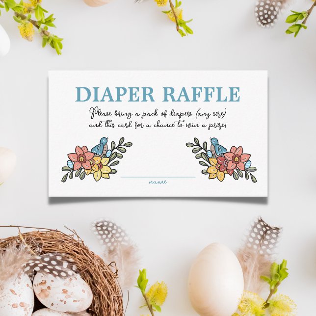Tarjeta De Recepción Primavera Birds Diaper Raffle Baby Shower (Subido por el creador)