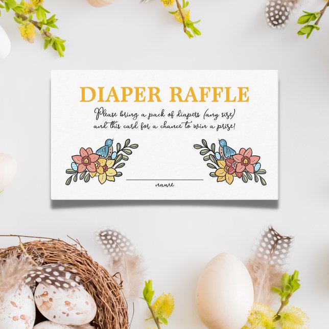 Tarjeta De Recepción Primavera Birds Diaper Raffle Baby Shower (Subido por el creador)