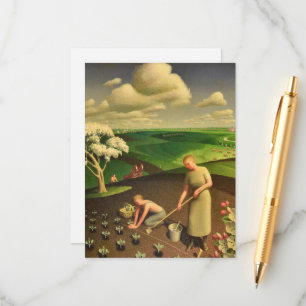 Tarjeta De Recepción Primavera en el país por Grant Wood