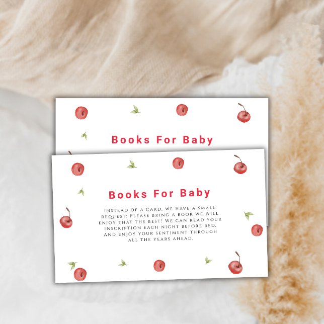 Tarjeta De Recepción Primavera Moderno Cherry Sweet Books Para Baby Sho (Spring Modern Cherry Sweet Books For Baby Shower Enclosure Card)