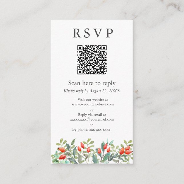 Tarjeta De Recepción Primavera Sale Boda QR RSVP (Anverso)