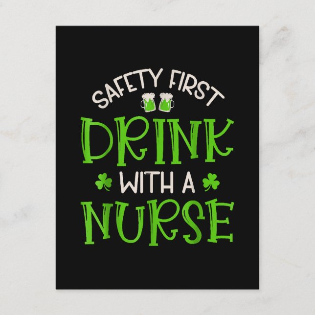 Tarjeta De Recepción Primera Bebida De Seguridad De Shamrock Con Enferm (Anverso)