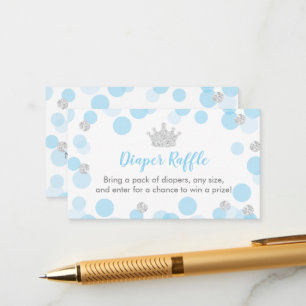 Tarjeta De Recepción Prince Blue & Silver Baby Shower Diaper Raffle