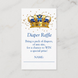 Tarjeta De Recepción Prince Royal Blue Gold Elephant Diaper Raffle