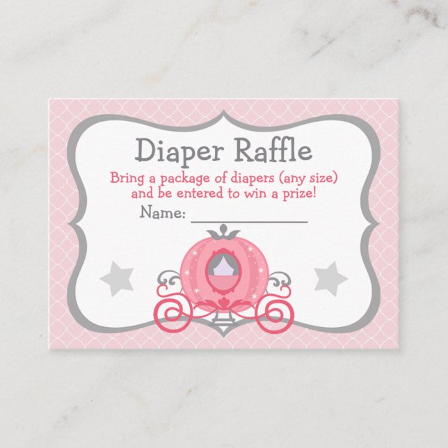 Tarjeta De Recepción Princesa Carrie Bebé Diaper Raffle Entradas (Anverso)
