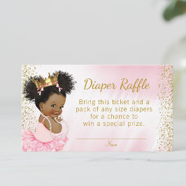 Tarjeta De Recepción Princesa de oro rosa Tutu Baby Shower Diaper Raffl