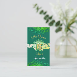 Tarjeta De Recepción Princesa Elegante Verde Quinceanera
