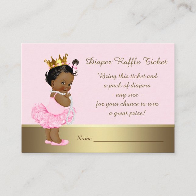Tarjeta De Recepción Princesa Étnica Ballerina Diaper Raffle Ticket (Anverso)