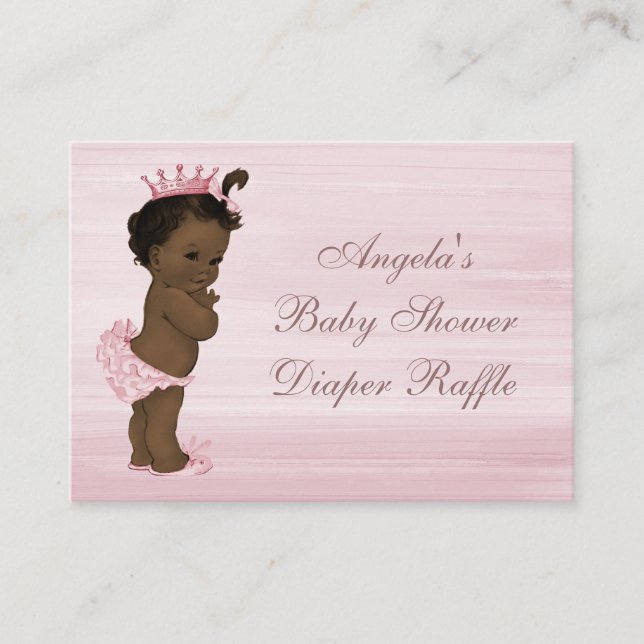 Tarjeta De Recepción Princesa étnica de la época Baby Shower Diaper Raf (Anverso)