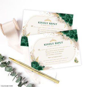 Tarjeta De Recepción Princesa heredera del verde esmeralda RSVP