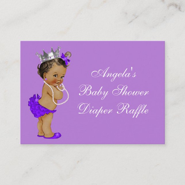 Tarjeta De Recepción Princesa morada de etnia Baby Shower Diaper Raffle (Anverso)