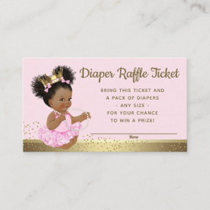 Tarjeta De Recepción Princesa rosada Diaper Raffle Tickets del oro