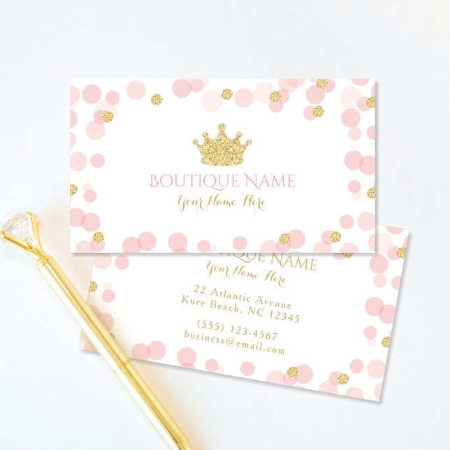 Tarjeta De Recepción Princess Crown Pink Gold Boutique Card (Subido por el creador)