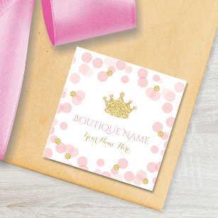 Tarjeta De Recepción Princess Crown Pink Gold Boutique Card