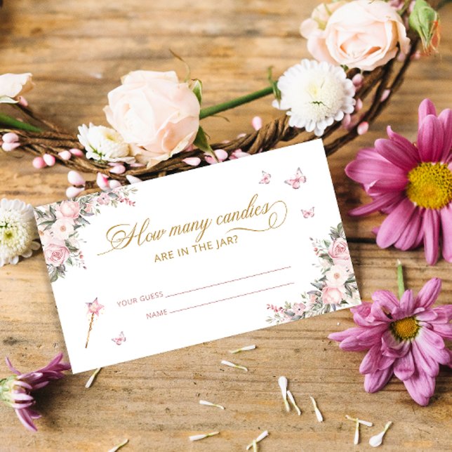 Tarjeta De Recepción Princess Floral Baby Adivina Cuántas Candies Card (Subido por el creador)