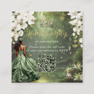 Tarjeta De Recepción Princess & Frog Vestido Verde Dulces 16 Quince XV 