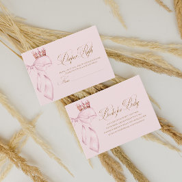 Tarjeta De Recepción Princess Gold Pink Girl Baby Shower Diaper Rafle