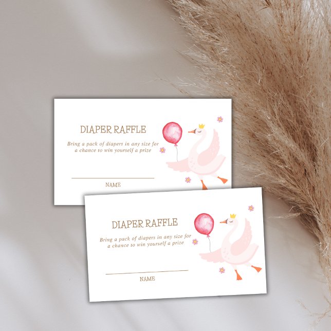 Tarjeta De Recepción Princess Swan Balloon Diaper Raffle Baby Shower (Princess Swan Balloon Diaper Raffle Baby Shower Enclosure Card)