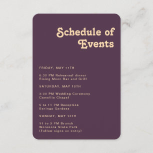 Tarjeta De Recepción Programación retro púrpura de eventos con borde re