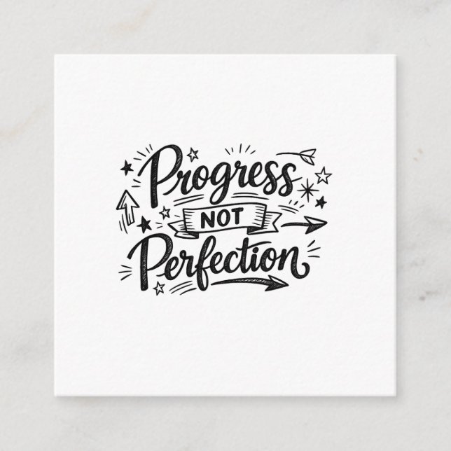 Tarjeta De Recepción Progress Not Perfection Motivational Quote Design (Anverso)