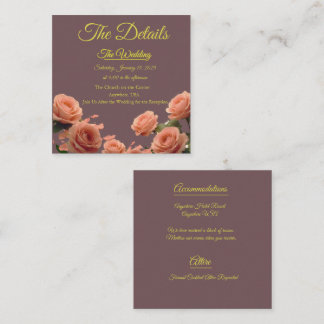 Tarjeta De Recepción Promesas de boda de pétalos de rosa melocotón malv
