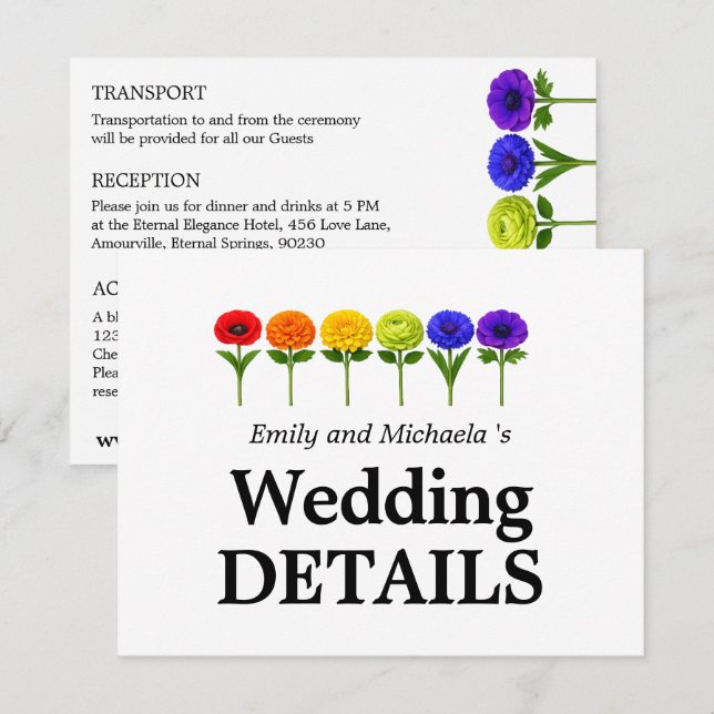 Tarjeta De Recepción 🌈  Prosperar Juntos – Detalles de la Boda (Anverso / Reverso)