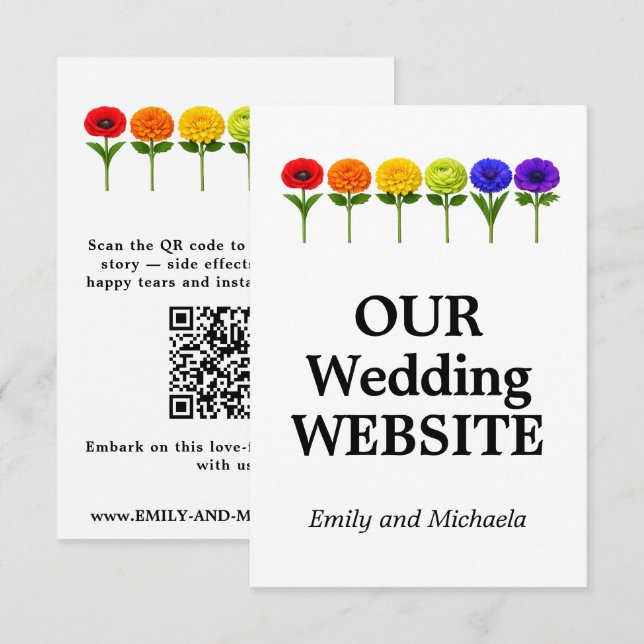 Tarjeta De Recepción 🌈 Prosperar Juntos –  Sitio web de boda con códig (Anverso / Reverso)