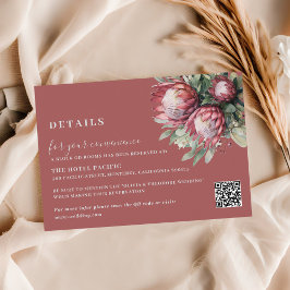 Tarjeta De Recepción Protea nativa acuarela Floral Boho Botánico