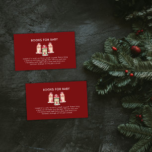 Tarjeta De Recepción Pueblo de jengibre de nieve roja Libros Baby Showe