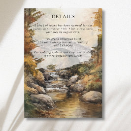 Tarjeta De Recepción Puente de Piedra del Río Otoñal Detalles de Boda
