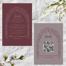 Tarjeta De Recepción Puerta Floral del Boda Rojo