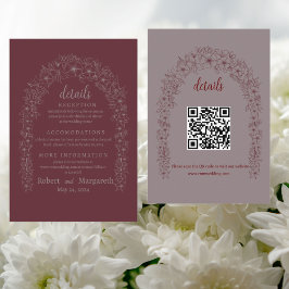 Tarjeta De Recepción Puerta Floral del Boda Rojo