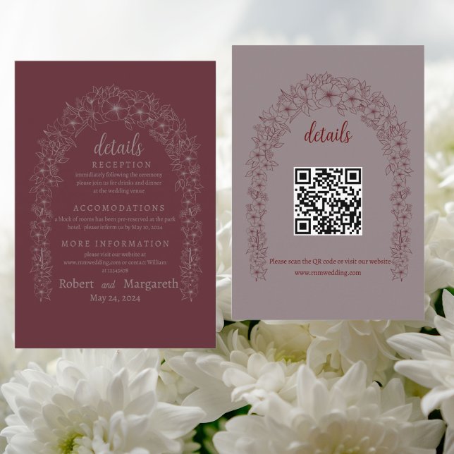 Tarjeta De Recepción Puerta Floral del Boda Rojo (Subido por el creador)
