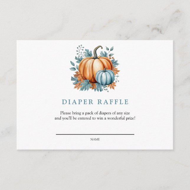 Tarjeta De Recepción Pumpkin Autumn Baby Shower | Diaper Raffle (Anverso)