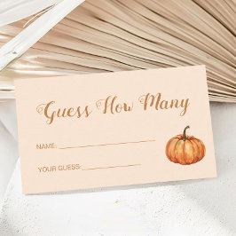 Tarjeta De Recepción Pumpkin Baby Shower adivina cuántos juegos
