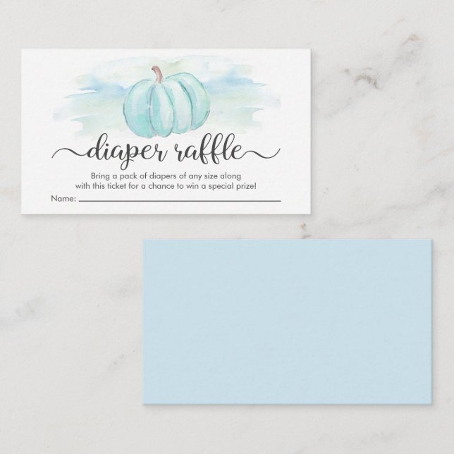 Tarjeta De Recepción Pumpkin Blue Mint Diaper Raffle Baby Shower (Anverso / Reverso)