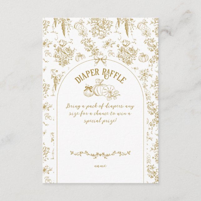 Tarjeta De Recepción Pumpkin Fall Gold Whimsical Floral Baby Shower (Anverso)