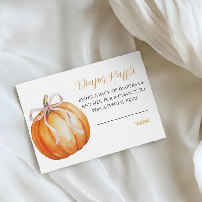 Tarjeta De Recepción Pumpkin Pink Bow Baby Shower Diaper Raffle  (Subido por el creador)