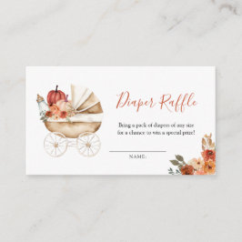 Tarjeta De Recepción Pumpkin Stroller Floral Baby Shower Diaper Raffle