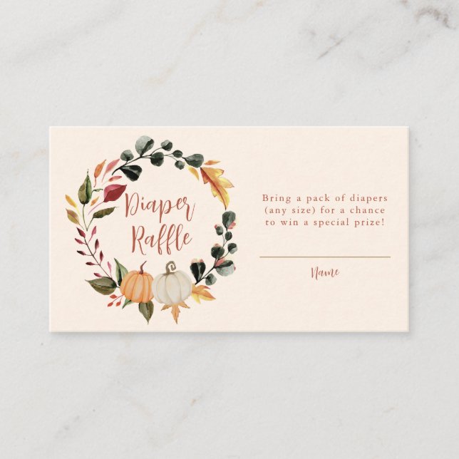 Tarjeta De Recepción Pumpkin Wreath Baby Shower Diaper Raffle (Anverso)