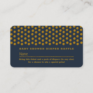 Tarjeta De Recepción Punto de Polka Azul y Oro , Billete de Raffle de D