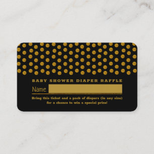 Tarjeta De Recepción Punto de Polka Negro y Oro , Billete de Raffle de 