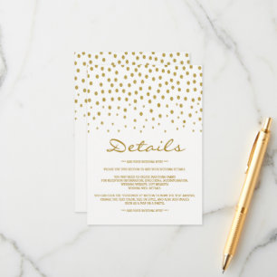 Tarjeta De Recepción Punto de Polka Oro - Blanco y Oro - Detalle de Bod
